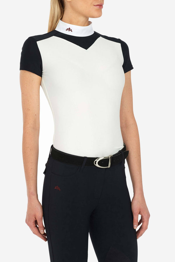 MaKeBe | Jane Short Sleeve Polo Shirt (Black/Milk) | KAVAL